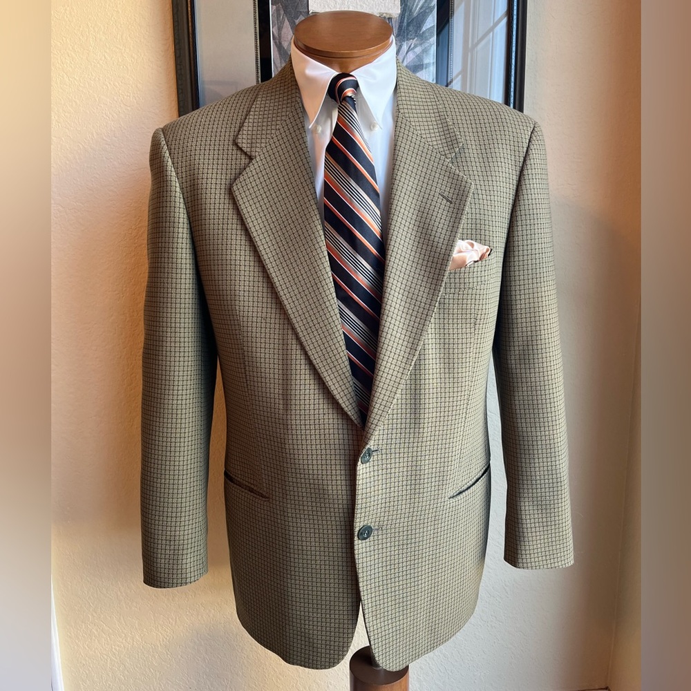 VIVA VINTAGE!  Andrew Fezza Assets All Wool Mini-check Weave Size 41R - Picture 3 of 14